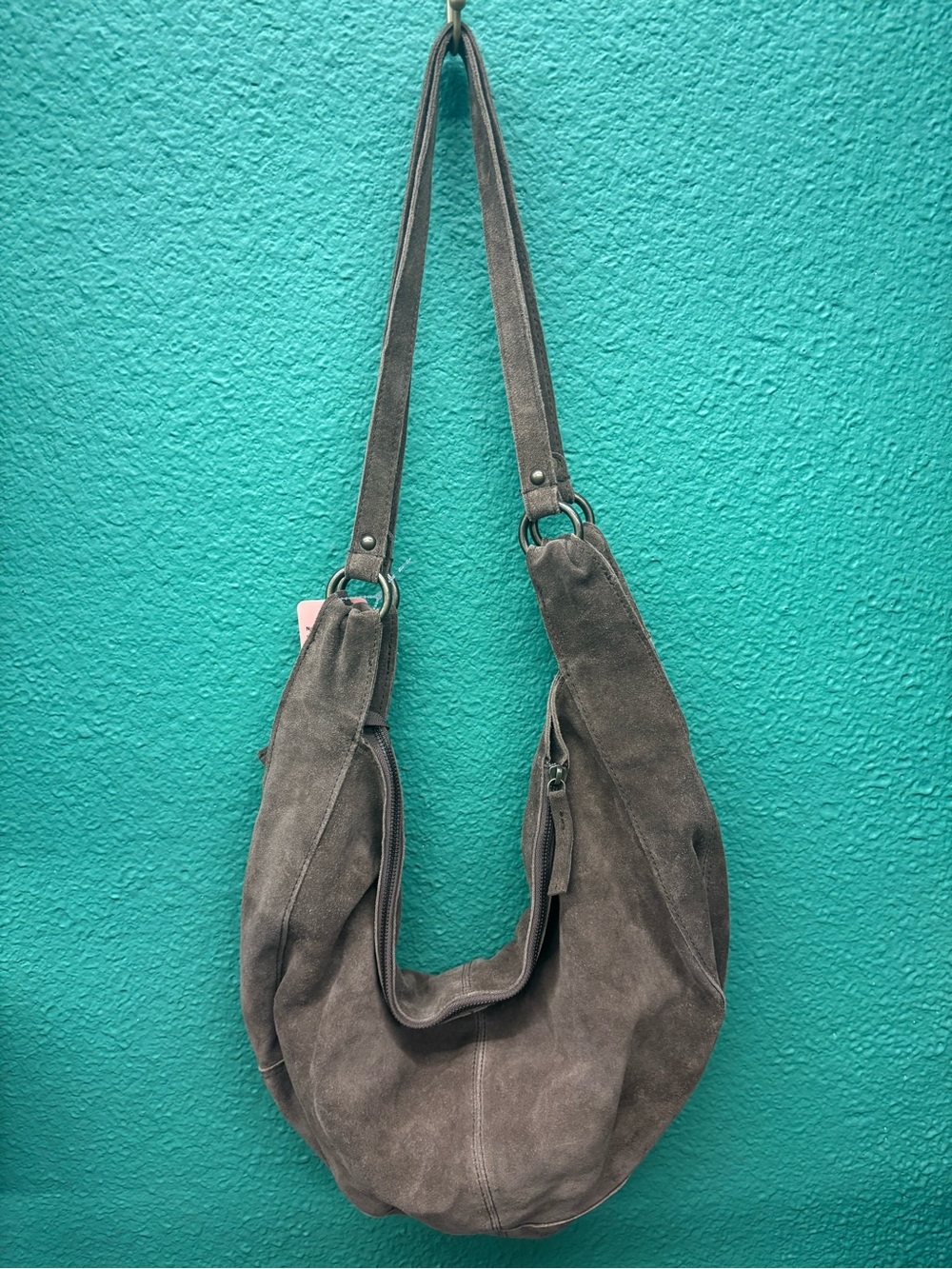 Free People Taupe Suede Hobo Shoulder Bag